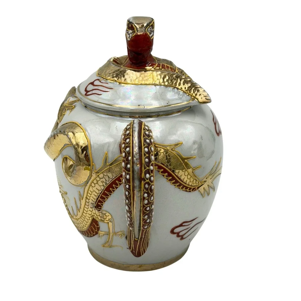 Vtg Gem China Japan Moriage Dragonware Teapot Sugar Bowl Dragon Head‎ Spout READ
